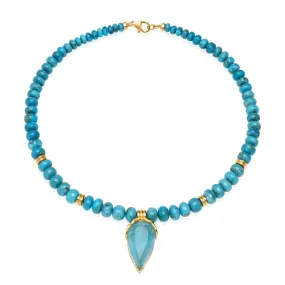 Turquoise   Aquamarine Triple Orbit Necklace