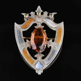 Victorian Silver Scottish Agate Luckenbooth Brooch