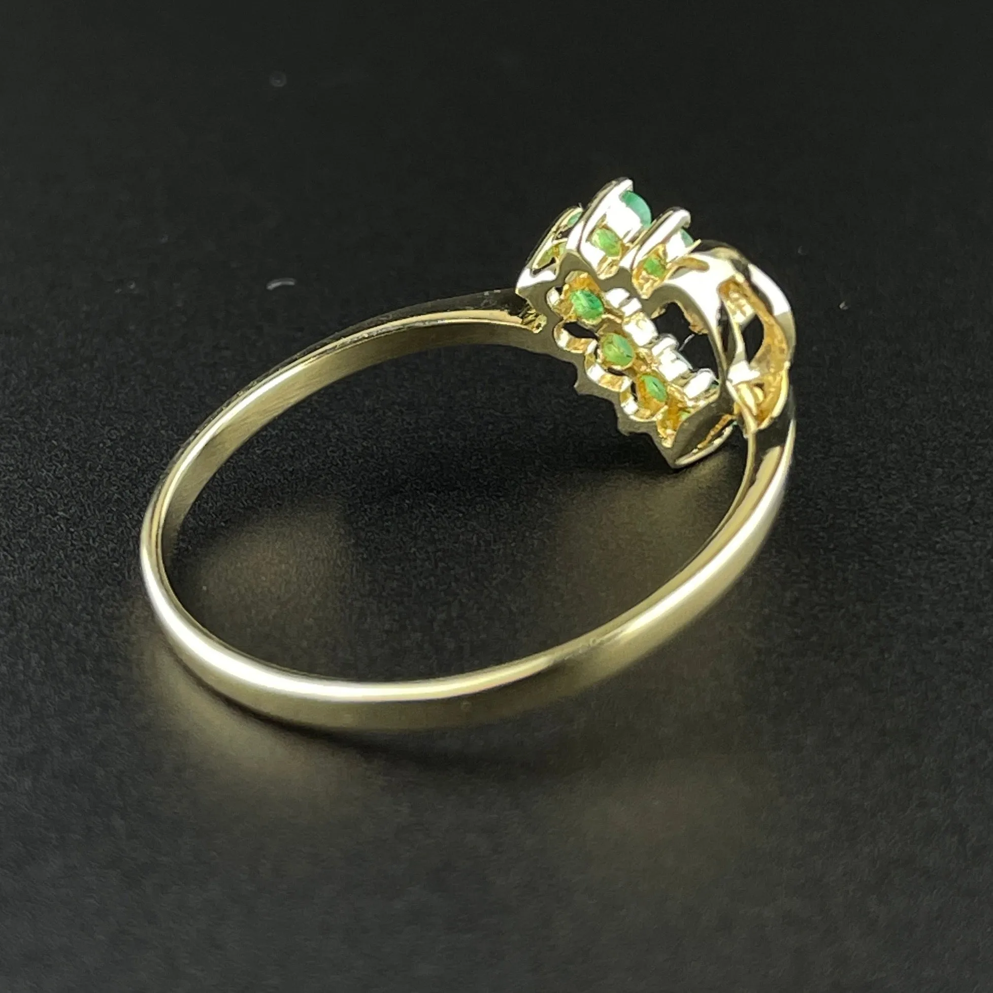 Vintage 10K Gold Emerald Heart Sweetheart Ring, Sz 7.5