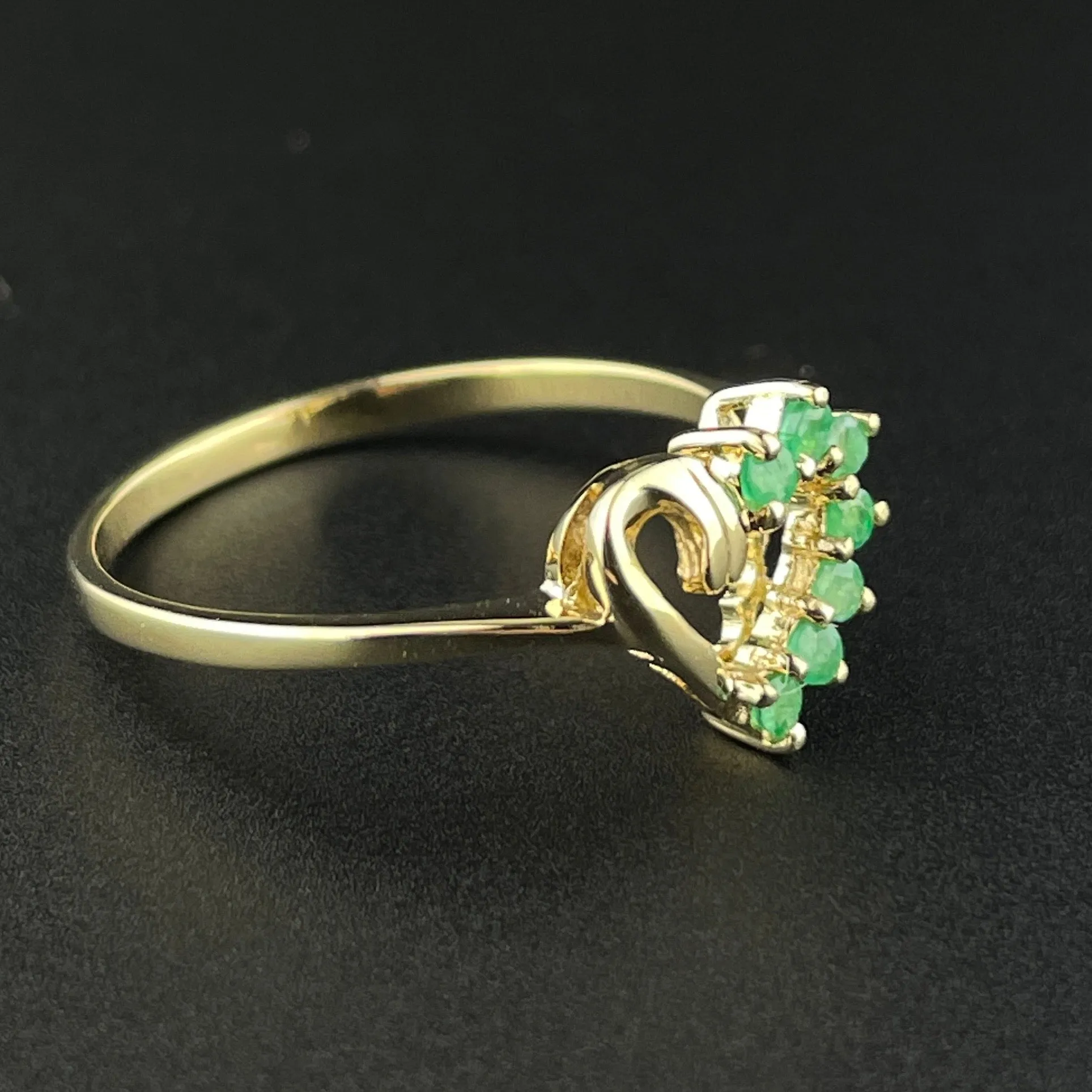 Vintage 10K Gold Emerald Heart Sweetheart Ring, Sz 7.5