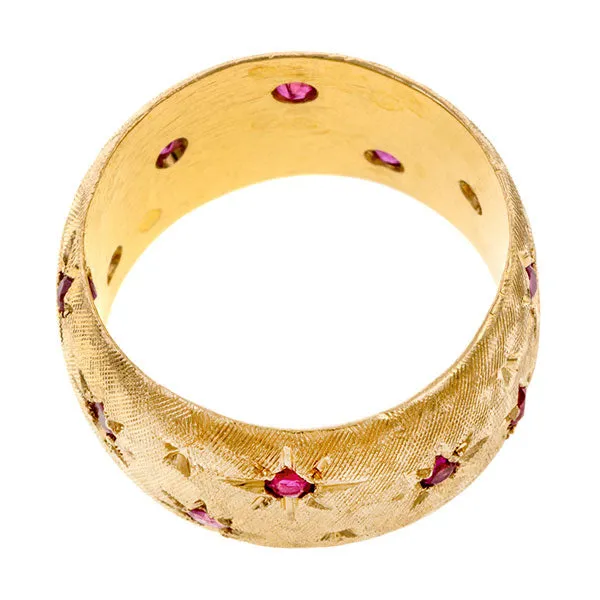 Vintage Ruby Star Band Ring, Size 8