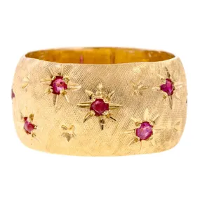 Vintage Ruby Star Band Ring, Size 8