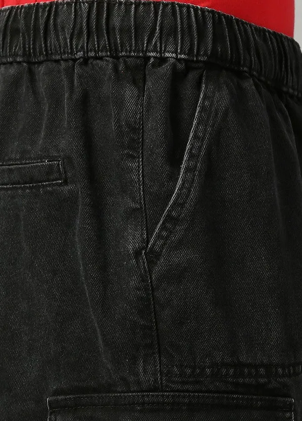 Washed Black Depp Cargo Pocket Cotton Jogger