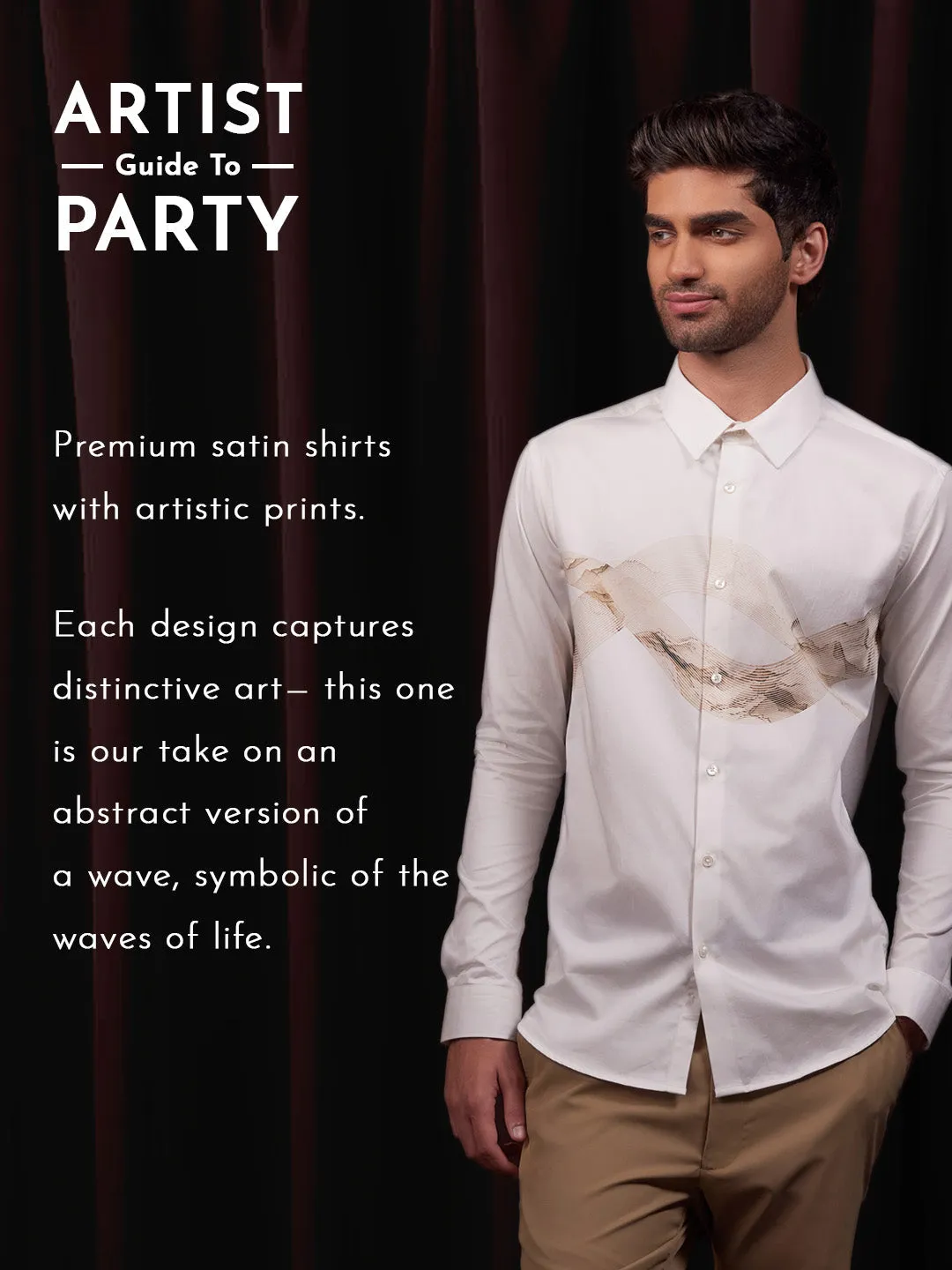 Wave Print Cotton Party Shirt - Luminous