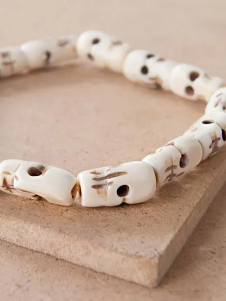 White Skull Bone Mala Bracelet