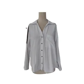 ZARA White with Black and Gold Trim Collared Shirt | Gently Used |